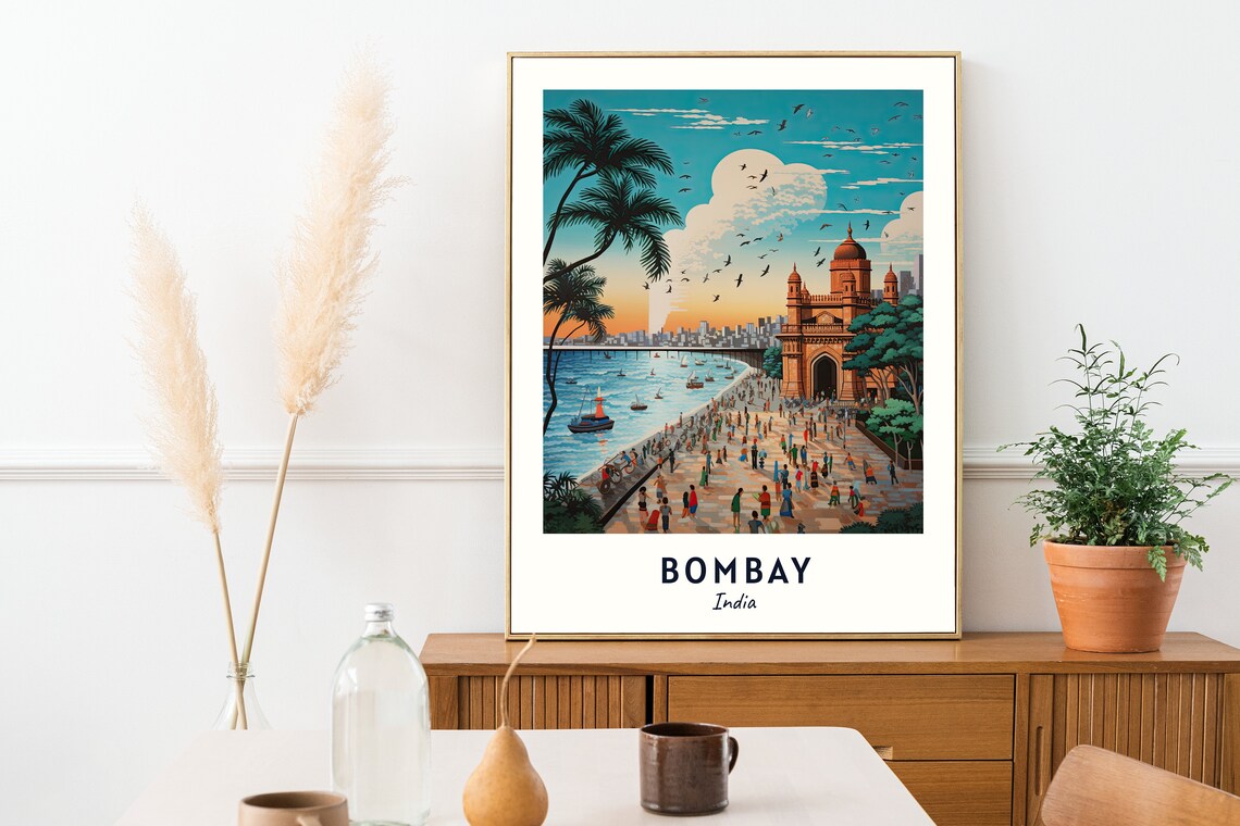 Bombay India Gateway of India Waterfront Crowd Promenade Day Poster - Image 2