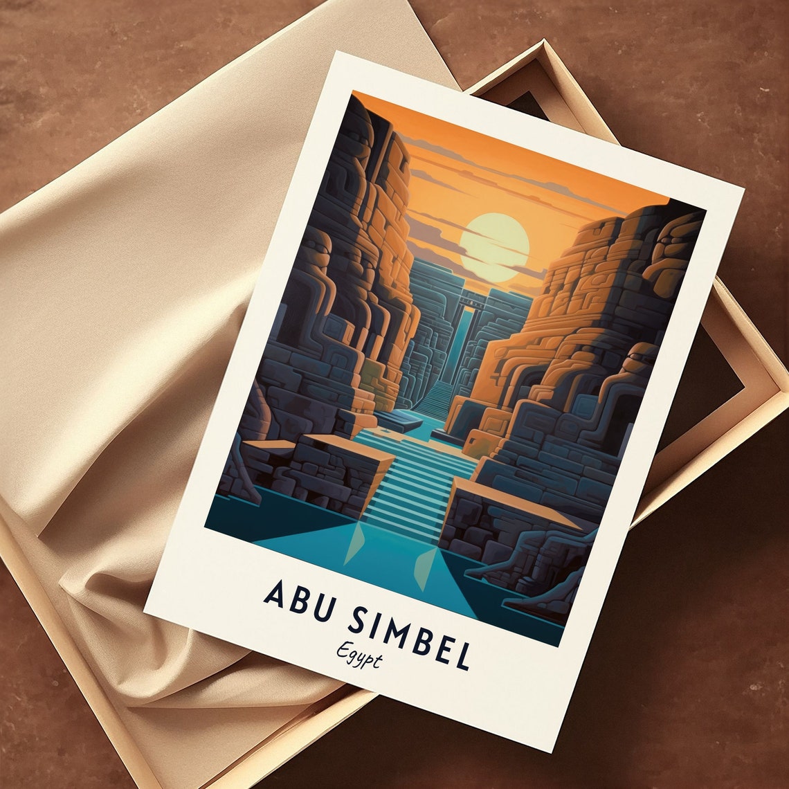 Ancient Rock Temple Facades at Sunrise Abu Simbel Egypt Poster - Image 3