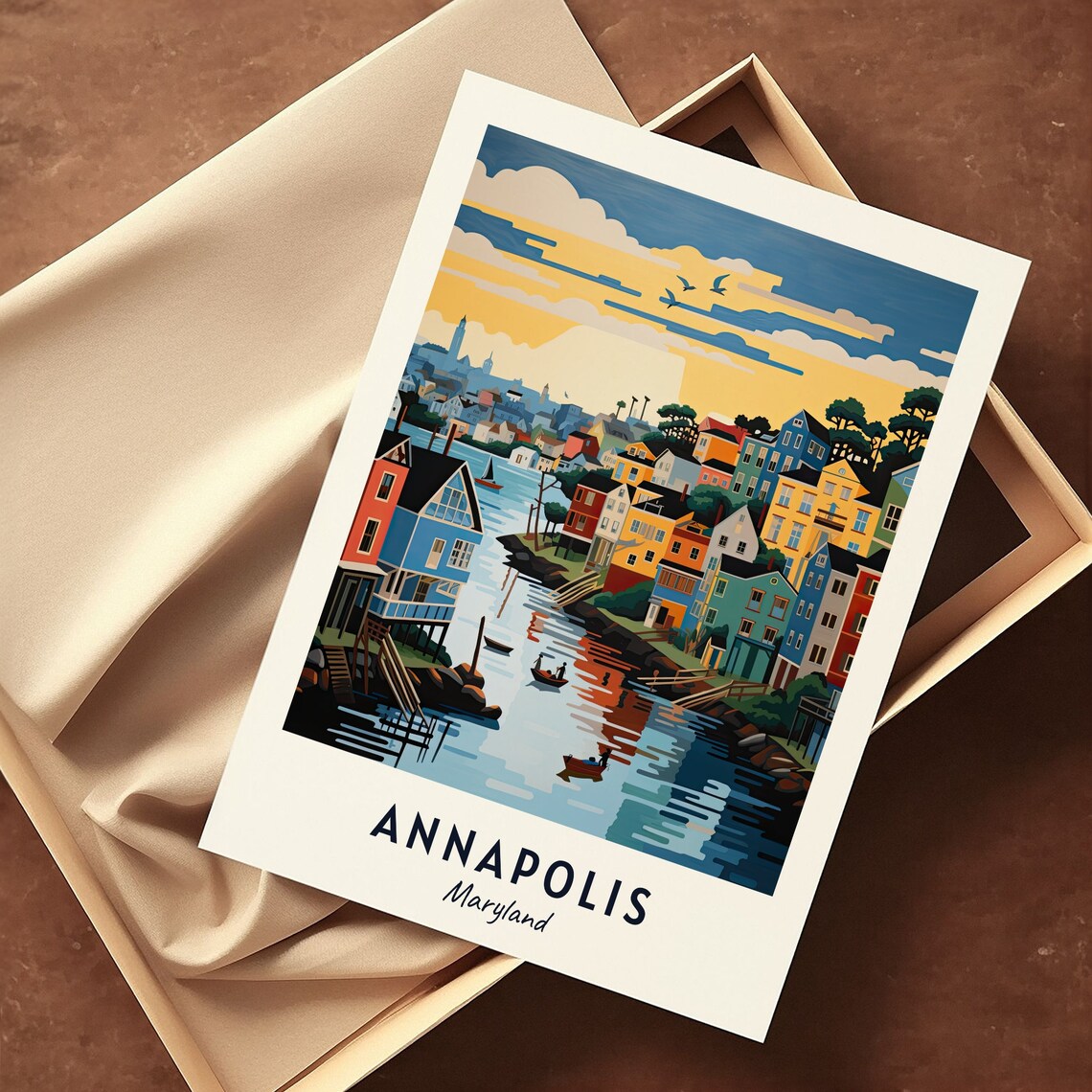Annapolis Maryland Harbor Sailing Boats Historic Town Travel Poster - Image 3