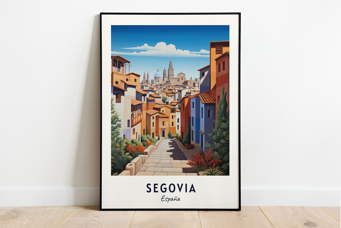Segovia Spain Historic Stone Street Old Town Skyline Towers Poster