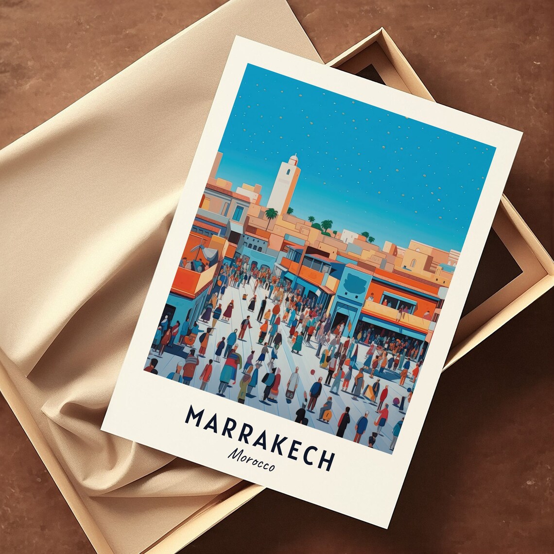 Jemaa El Fnaa Square Travel Poster, Marrakech Morocco - Image 3