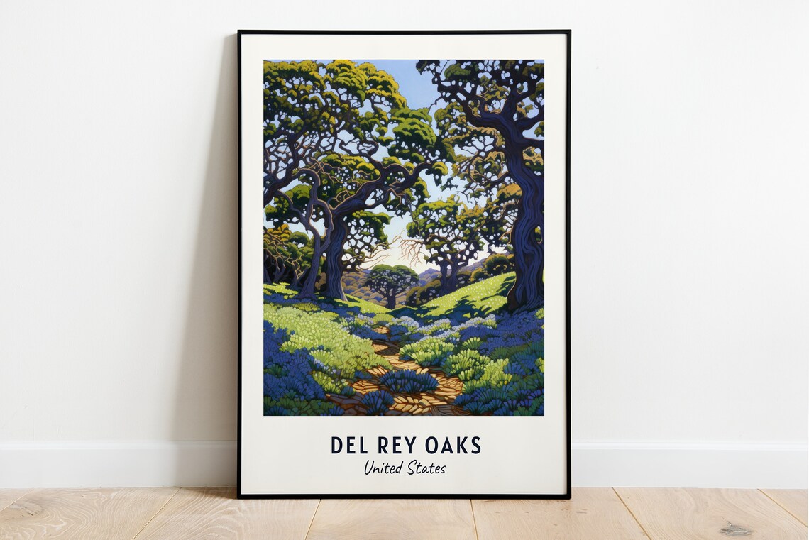 Del Rey Oaks California Shady Ancient Oak Woodland Trail Travel Poster