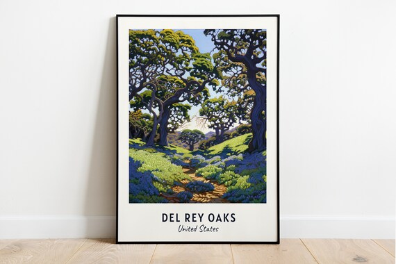 Del Rey Oaks California Shady Ancient Oak Woodland Trail Travel Poster