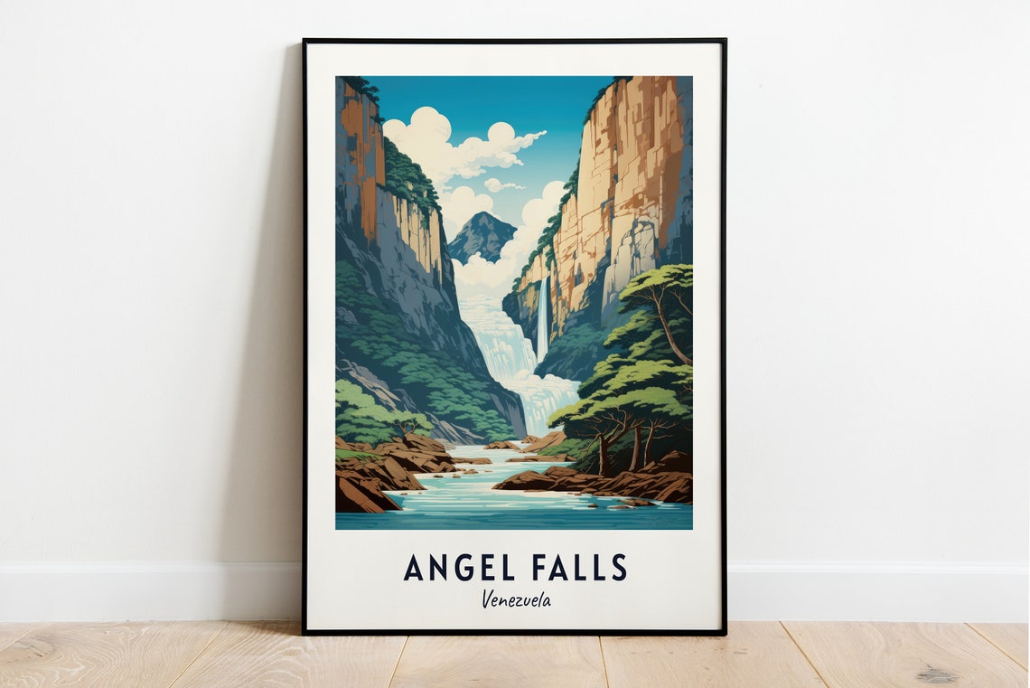 Angel Falls Venezuela Grand Jungle Canyon Waterfall Travel Poster