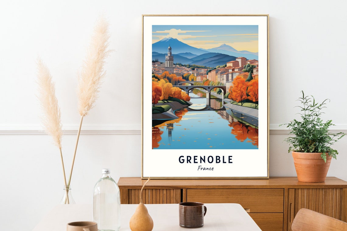 Grenoble France Travel Print Wall Art Grenoble France City Print Grenoble France Travel Gift Grenoble France Poster Travel Gift - Image 2