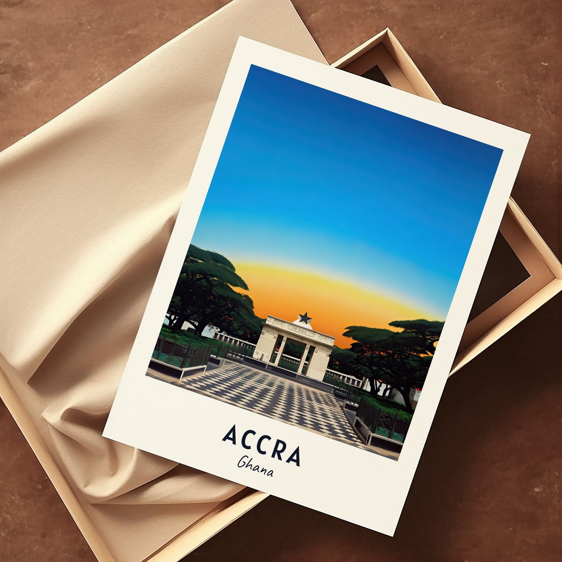 Accra Ghana Independence Arch Sunset Monument African Travel Poster - Image 3