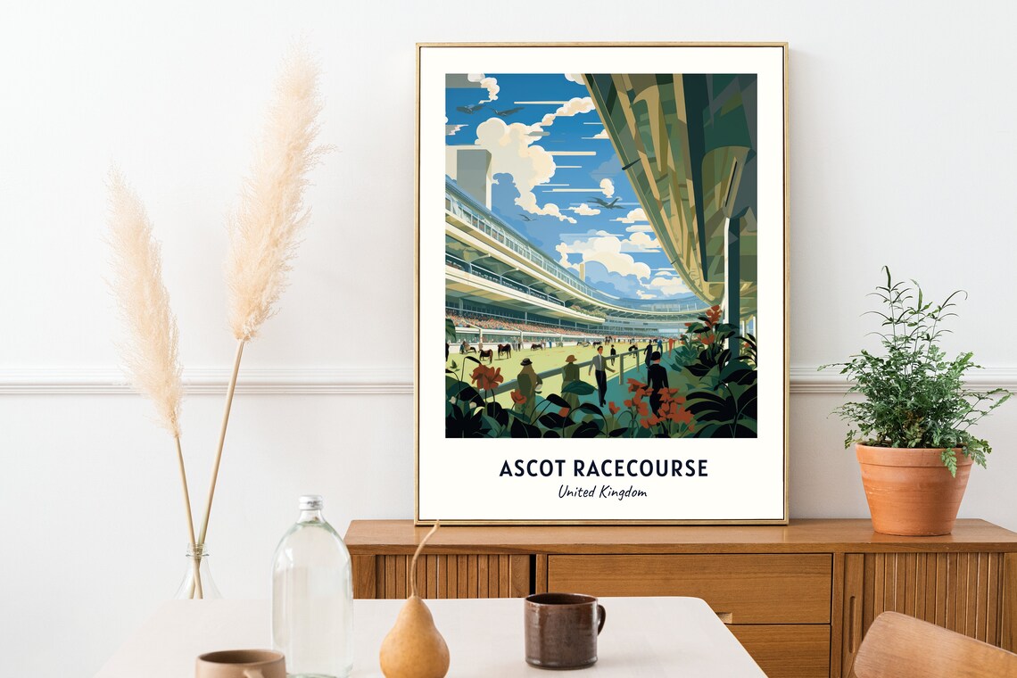 Ascot Racecourse United Kingdom Grandstand Horse Racing Travel Poster - Image 2