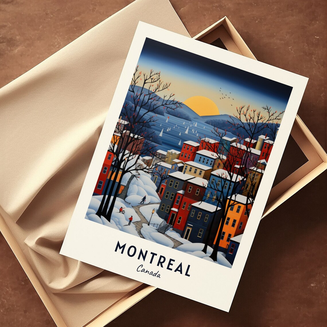 Montreal Canada Winter Snow Colorful Town St Lawrence Travel Poster - Image 3