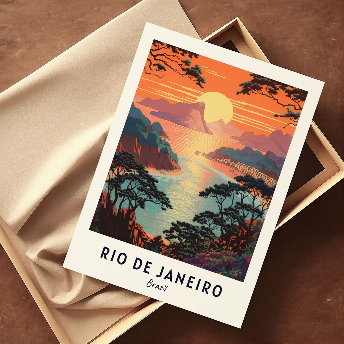 Rio De Janeiro Sugarloaf Bay Sunset Seaside Cliffs Travel Poster - Image 3