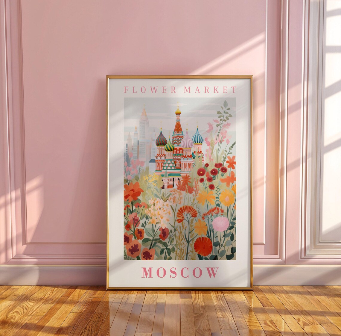 Moscow Flower Market Travel Poster, Botanical Illustration - Image 3