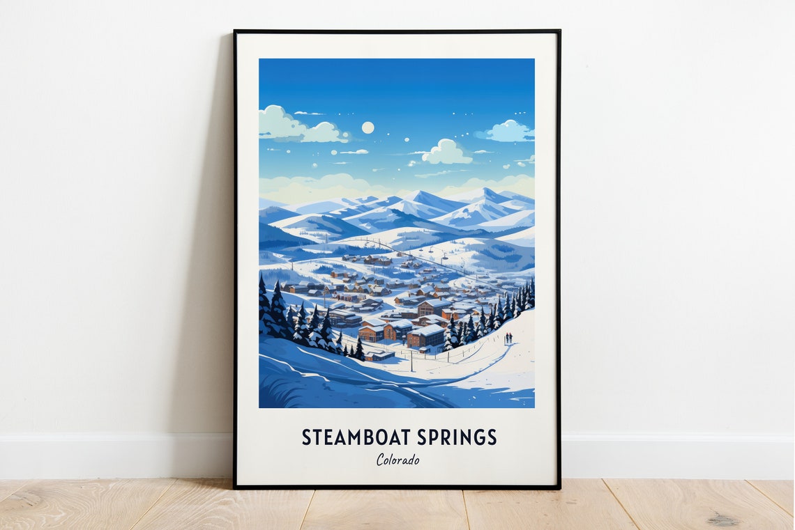 Steamboat Springs Travel Print Steamboat Springs Ski Poster Colorado Ski Poster Steamboat Springs Ski Resort Print