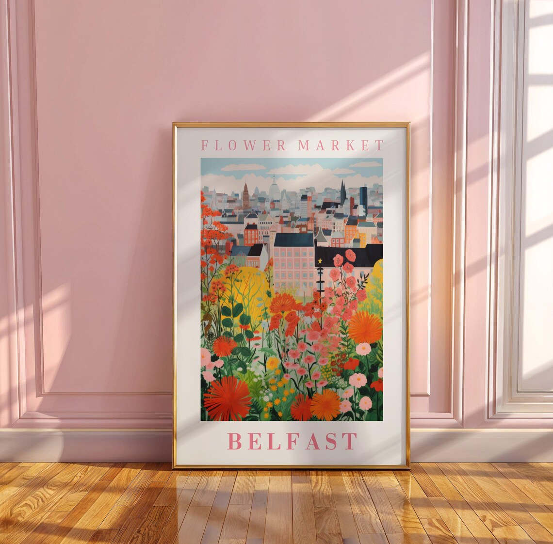 Belfast Flower Market Rooftop Cityscape Wildflower Botanical Poster - Image 3