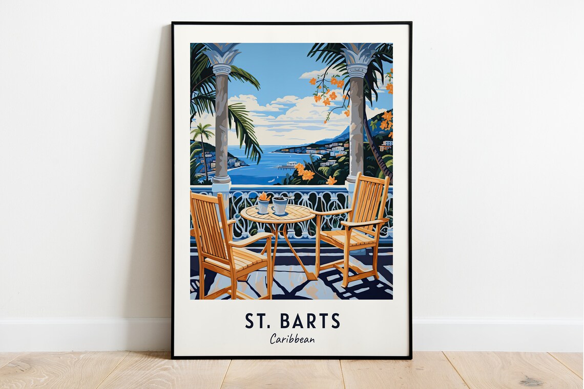 St Barts Caribbean Travel Poster, City Print