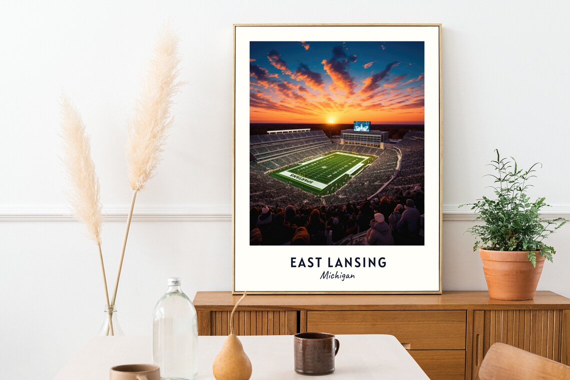 East Lansing Michigan Travel Poster, City Print - Image 2