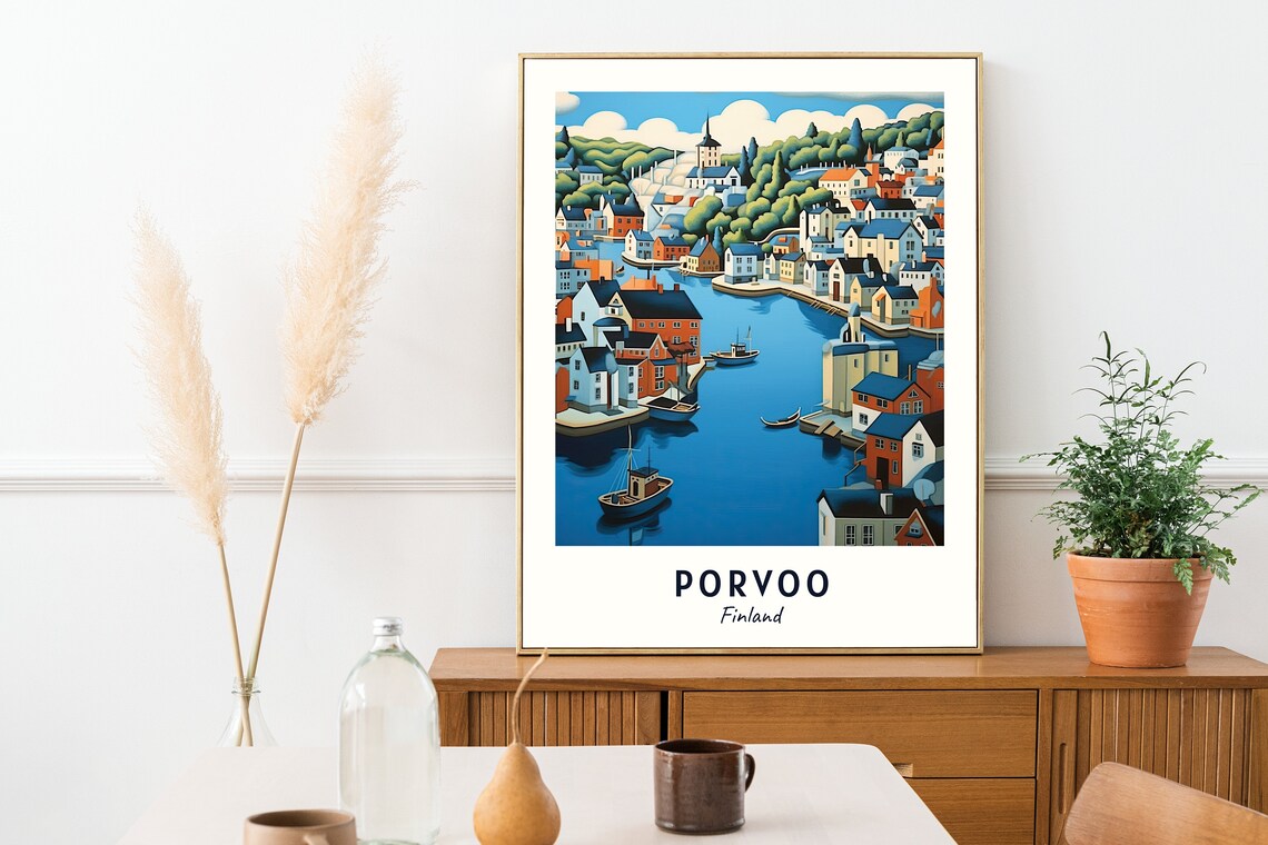 Porvoo Old Harbor of Wooden Houses and Boats in Finland Poster - Image 2