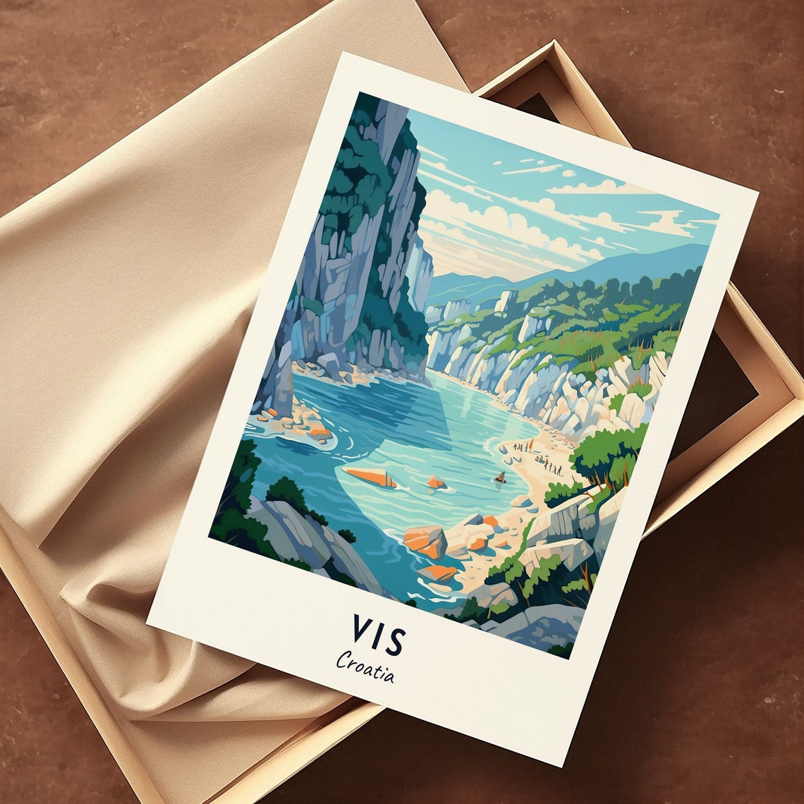 Vis Croatia Hidden Cove With Turquoise Water And Cliffs Poster - Image 3