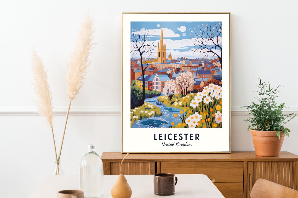 Leicester United Kingdom Travel Print Wall Art Leicester United Kingdom City Print Leicester United Kingdom Travel Gift Leicester - Image 2