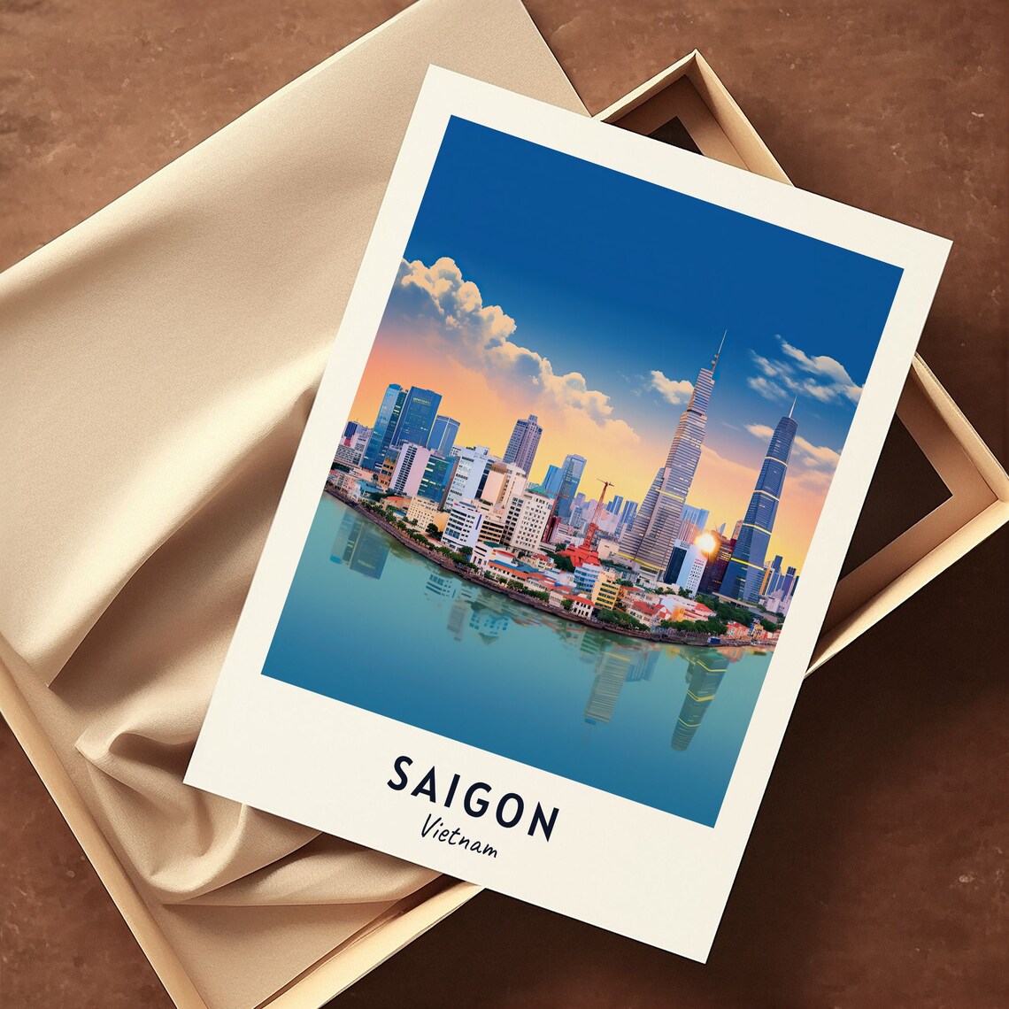 Saigon Sunset Skyline Over the Saigon River Vietnam Travel Poster - Image 3