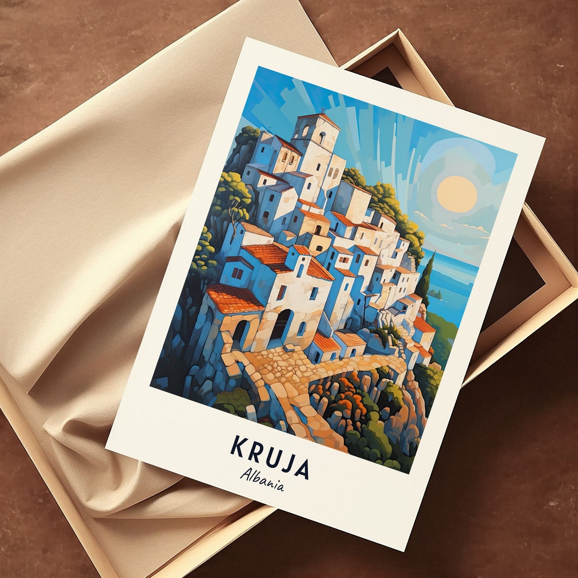Kruja Albania White Hilltop Old Town With Red Tile Roofs Poster - Image 3