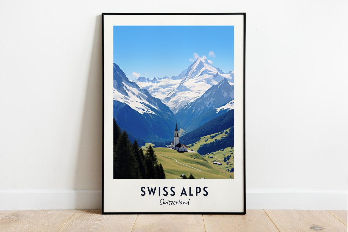 Swiss Alps City Print Swiss Alps Travel Poster Switzerland Travel Gift Swiss Alps Switzerland Poster Swiss Alps Gift