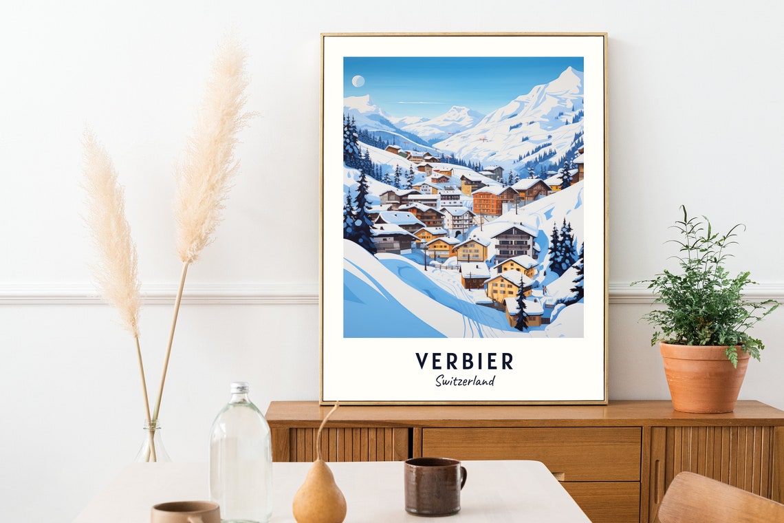 Verbier Switzerland Travel Print Wall Art Verbier Switzerland City Print Verbier Switzerland Travel Gift Verbier Switzerland Poster - Image 2