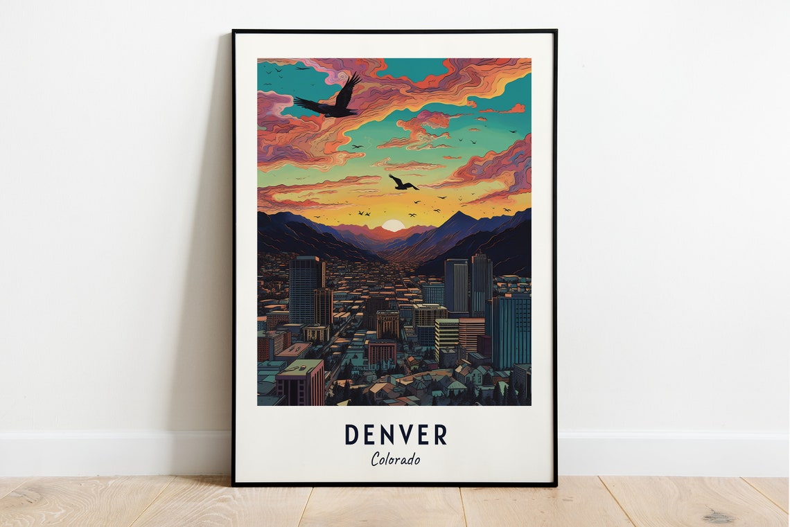 Denver Travel Print Wall Art Denver Colorado City Print Denver Travel Gift Denver City Poster Travel Gift Wall Art