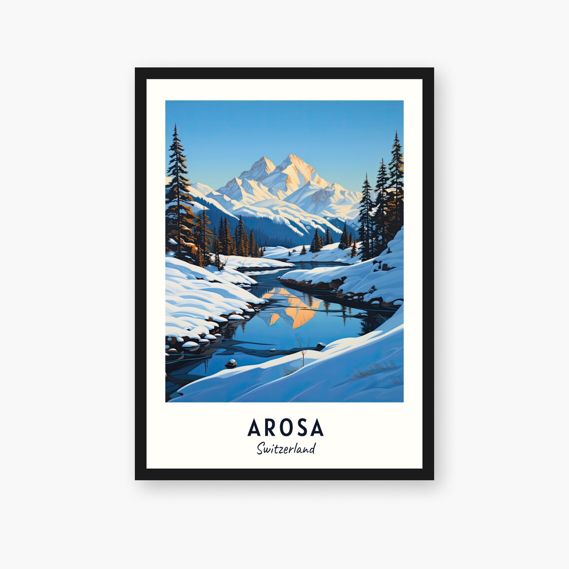 Arosa Switzerland Snowy Alpine Lake Peak Winter Wonderland Poster