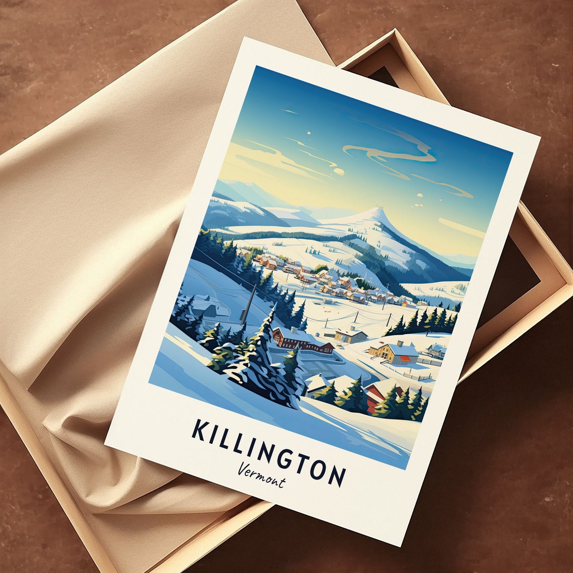 Killington Vermont Sunset Glow Over the Ski Village Winter Poster - Image 3