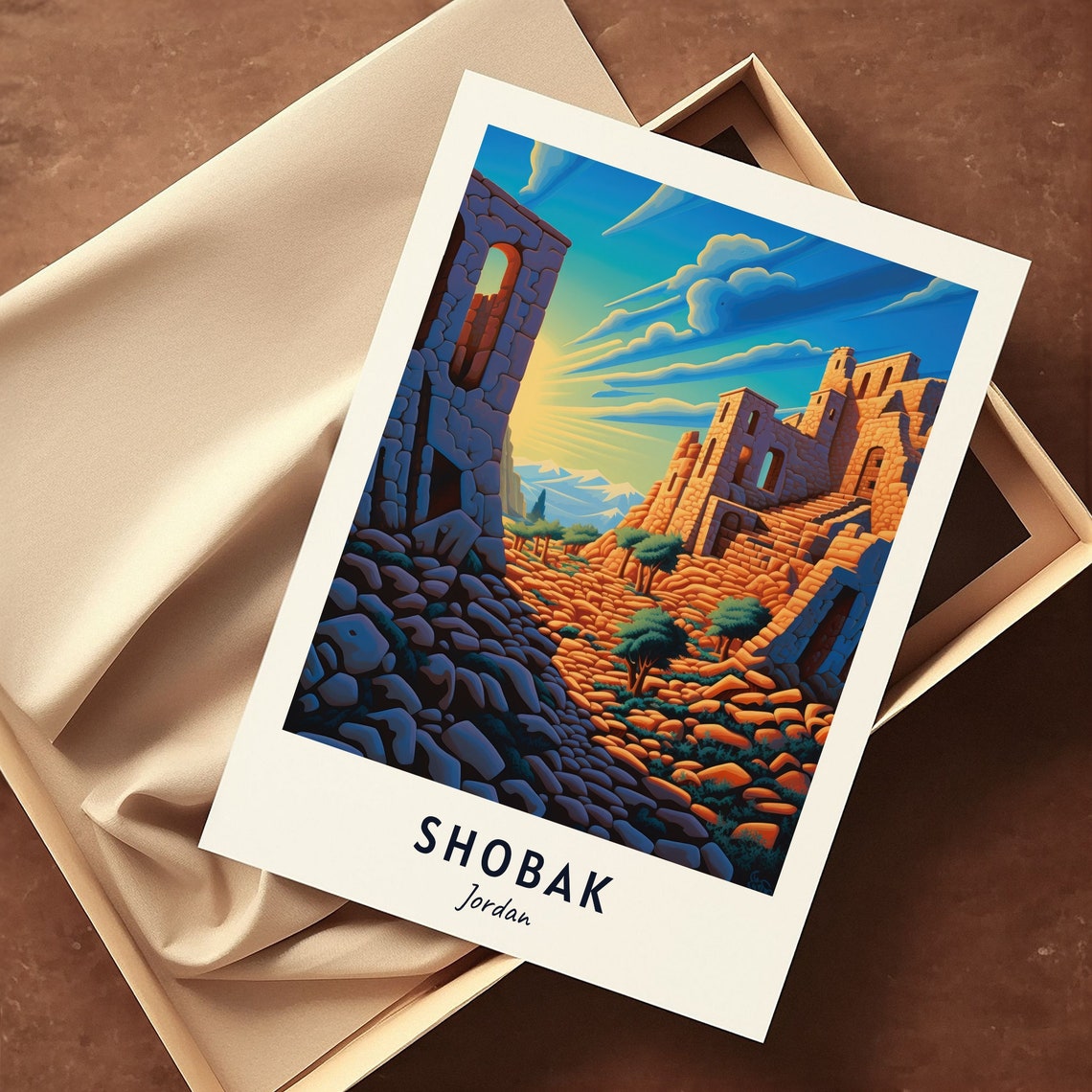 Shobak Castle Ancient Stone Ruins At Sunset Jordan Travel Poster - Image 3