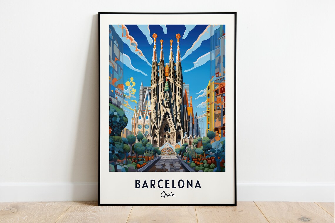 Barcelona Spain Travel Poster, City Poster Print