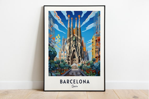 Barcelona Spain Travel Poster, City Poster Print