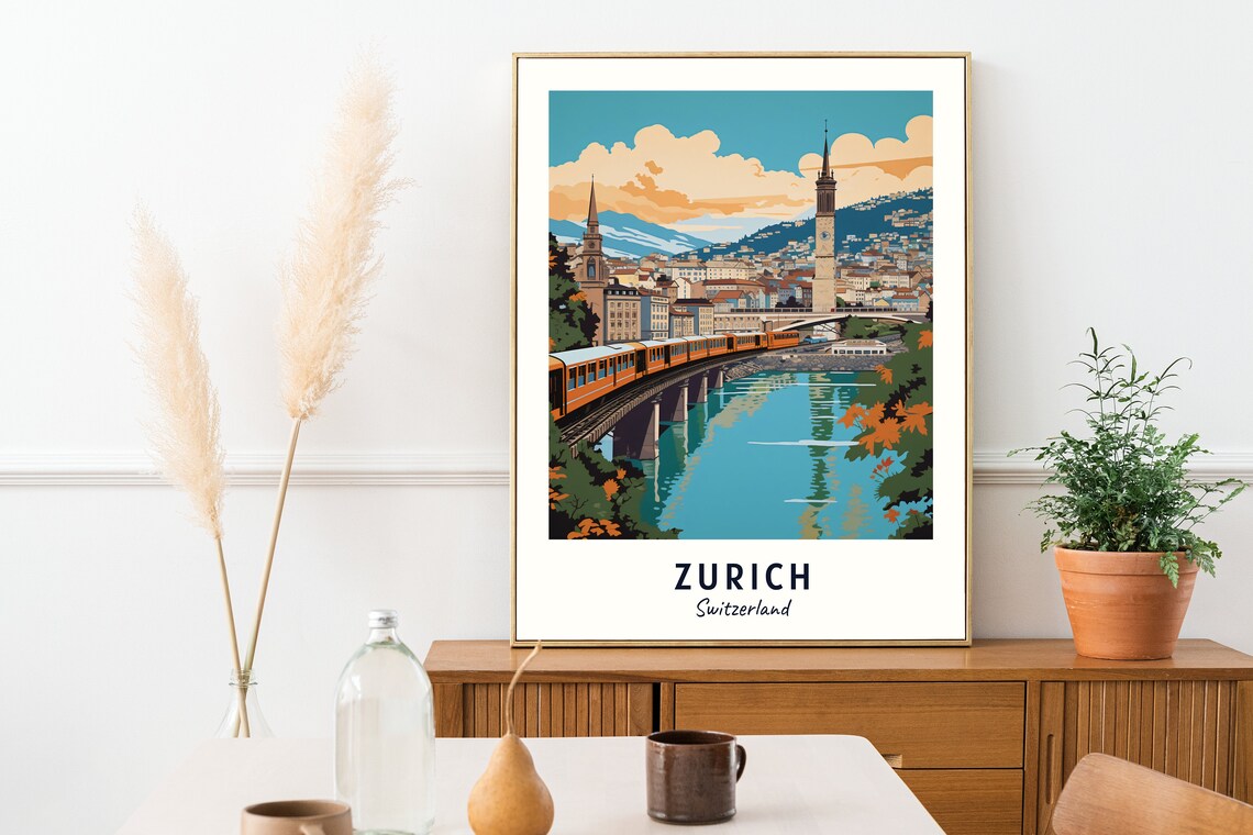 Zurich Switzerland Travel Poster, City Gift - Image 2