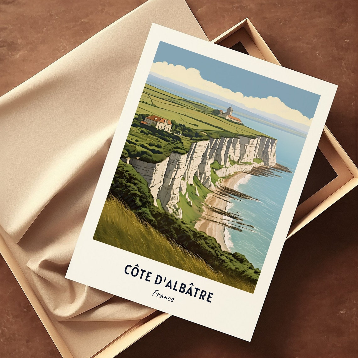Côte D'Albâtre France White Chalk Cliffs Vintage Travel Poster - Image 3