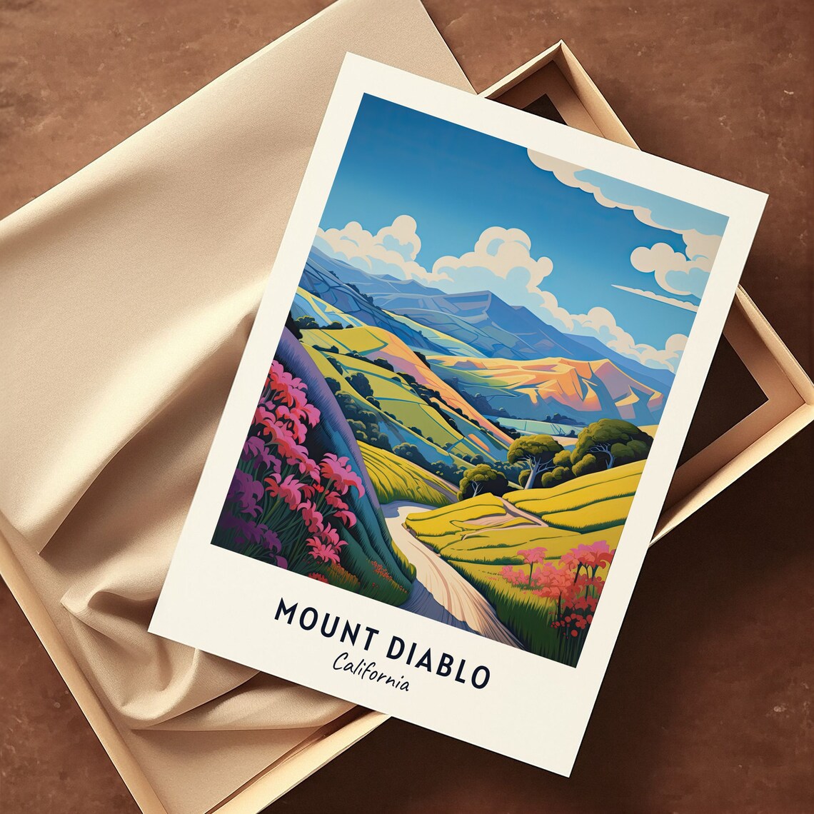 Mount Diablo California Rolling Golden Hills Road Travel Poster - Image 3