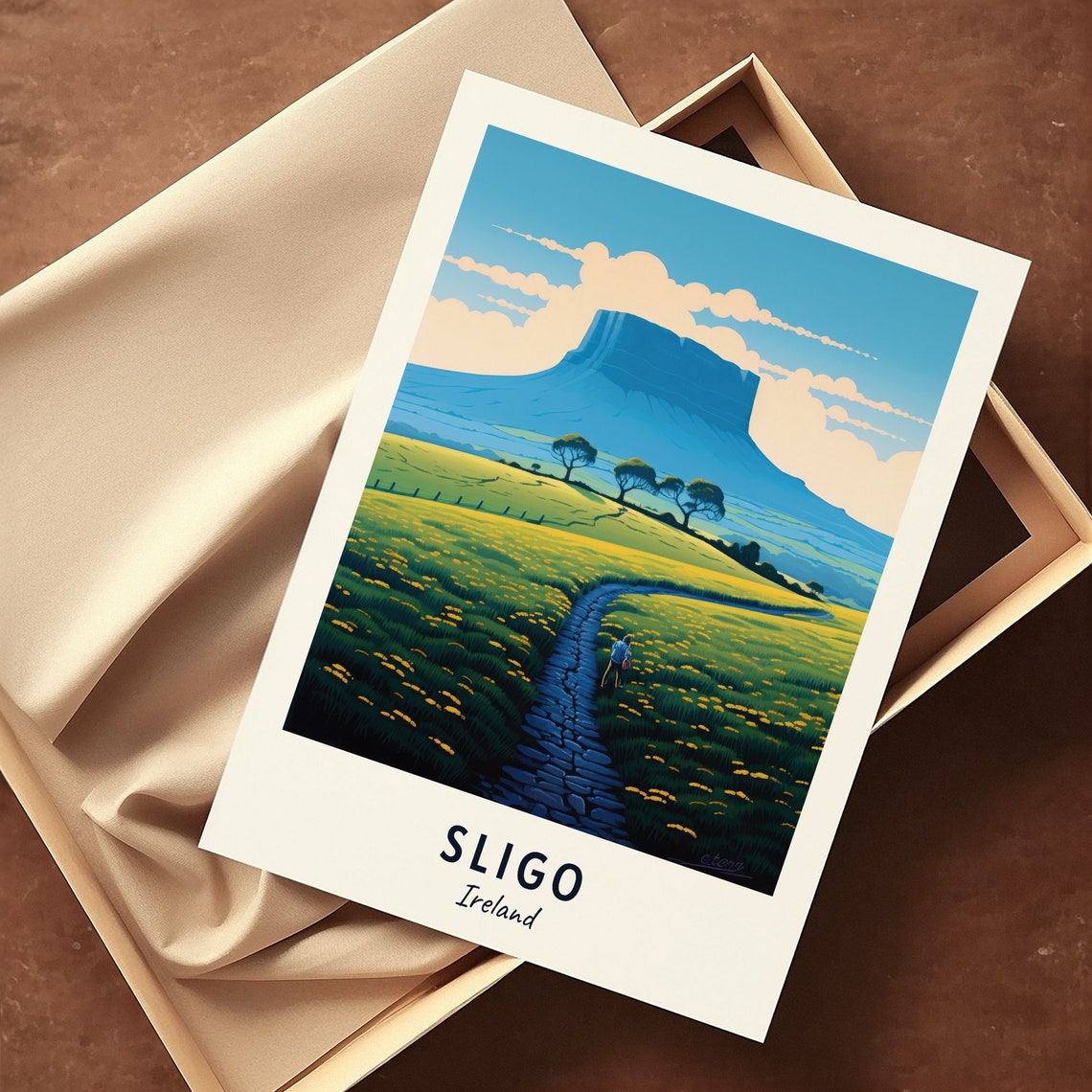 Benbulben Mountain Sligo Ireland Rolling Green Hills Path Poster - Image 3
