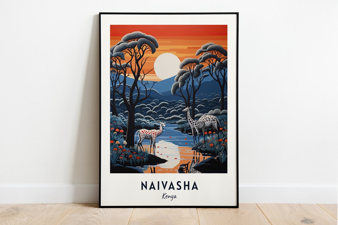 Naivasha Travel Print Wall Art Naivasha Kenya City Print Naivasha Travel Gift Naivasha City Poster Travel Gift