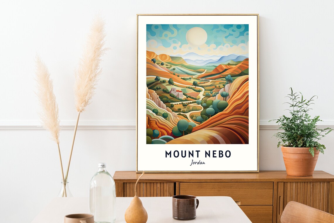 Mount Nebo Jordan Colorful Striped Valley Landscape Travel Poster - Image 2