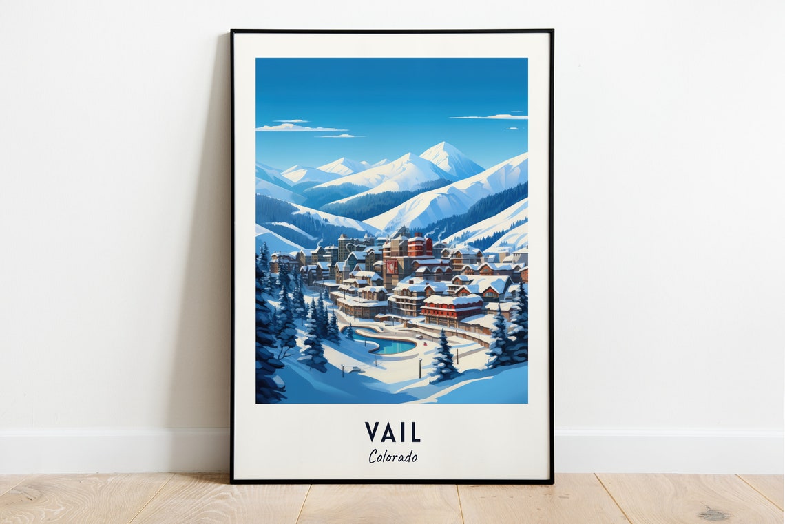 Vail Colorado Ski Village Panorama With Outdoor Ice Rink Poster