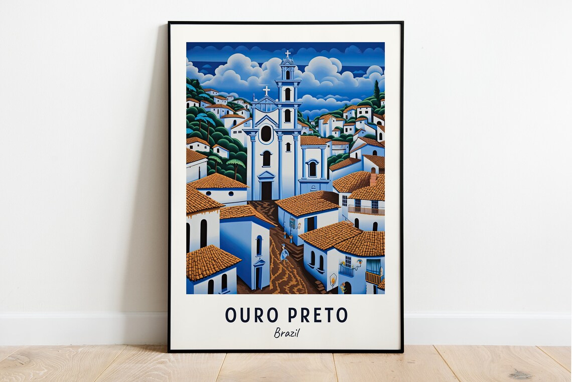 Colonial Baroque Church of Historic Ouro Preto Brazil Poster