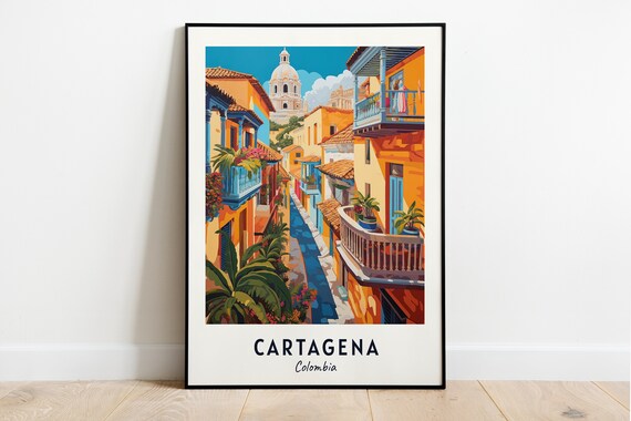 Cartagena Colombia Travel Poster, City Print