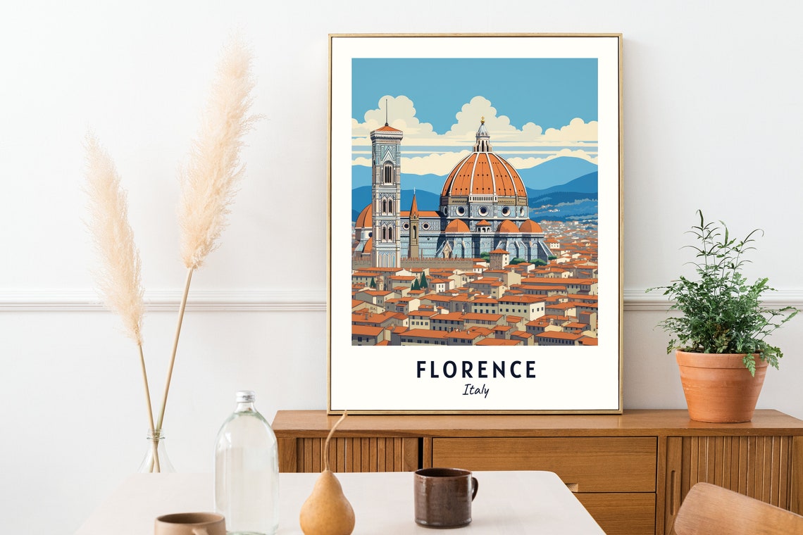Florence Italy Cathedral Duomo Terracotta Rooftop Skyline Art Poster - Image 2