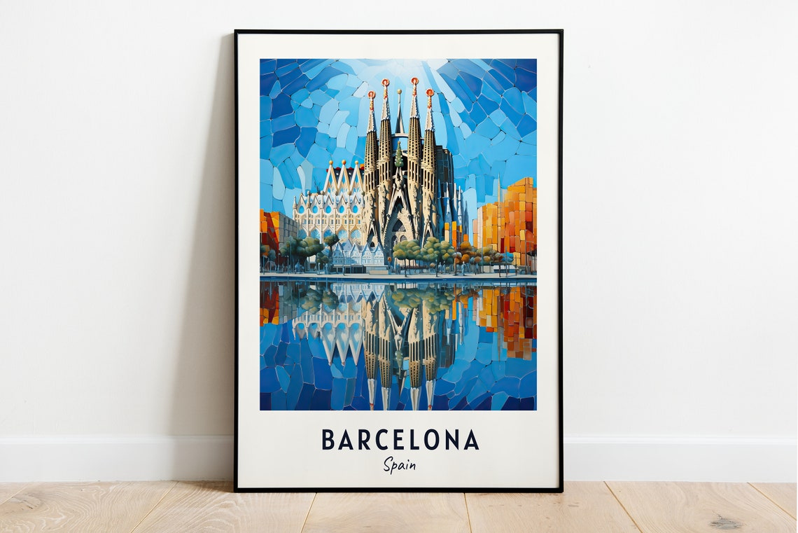 Barcelona Travel Print Wall Art Barcelona Spain City Print Barcelona Travel Gift Barcelona City Poster Travel Gift