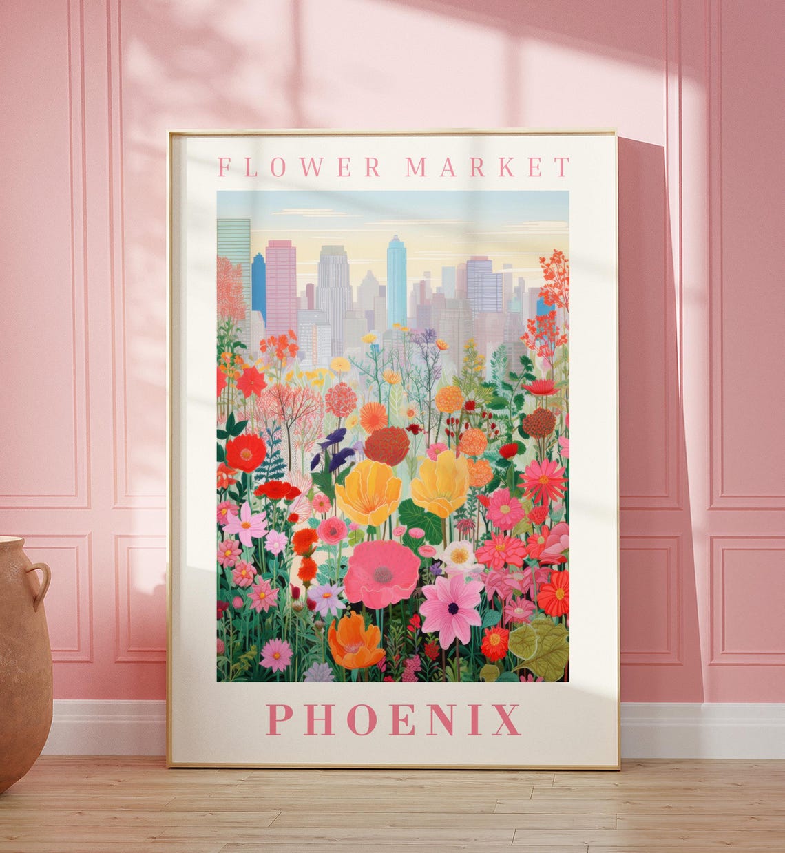 Phoenix Flower Market Desert Skyline Wildflower Bloom Poster