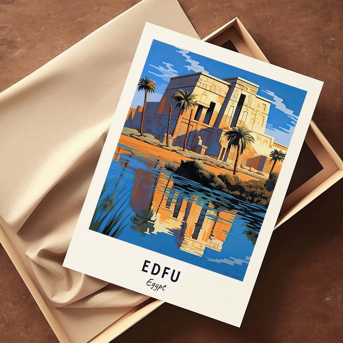 Temple of Edfu Ancient Egypt Riverside Reflection Travel Poster - Image 3
