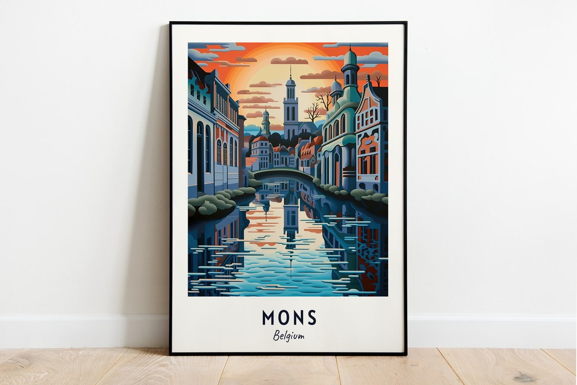 Mons Belfry Travel Print Wall Art Mons Belgium City Print Mons Belfry Travel Gift Mons Belfry Poster Travel Gift