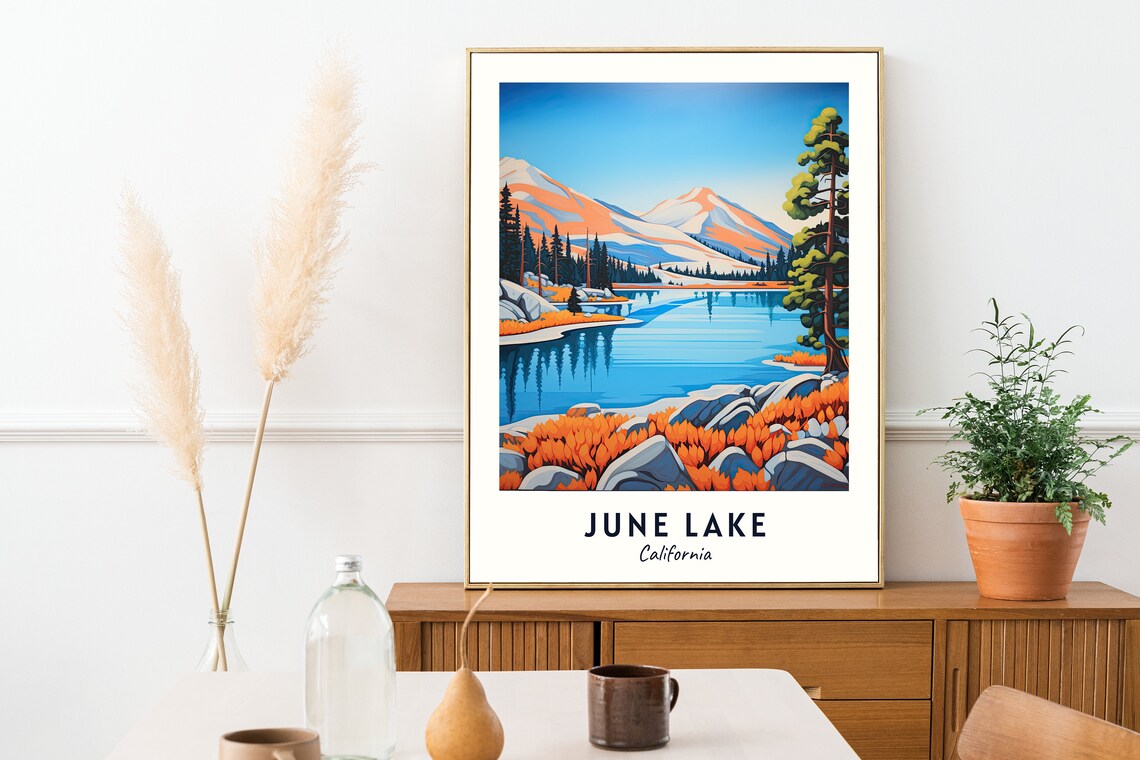 June Lake California Alpine Lake Snowy Sierra Peaks Travel Poster - Image 2