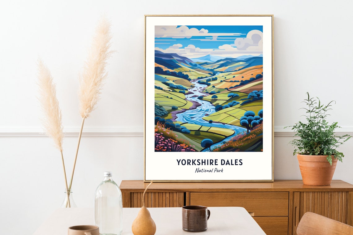 Yorkshire Dales National Park Rolling Hills River Valley Poster - Image 2