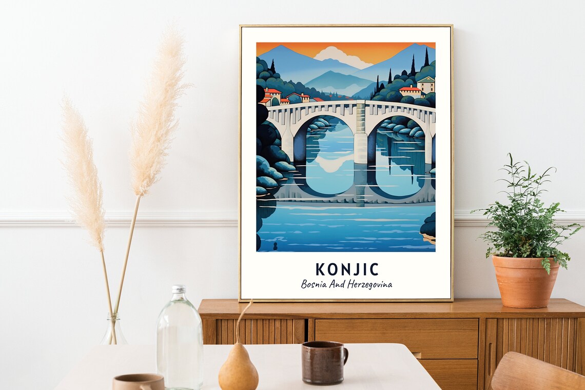 Konjic Bridge Over Neretva River Bosnia And Herzegovina Travel Poster - Image 2