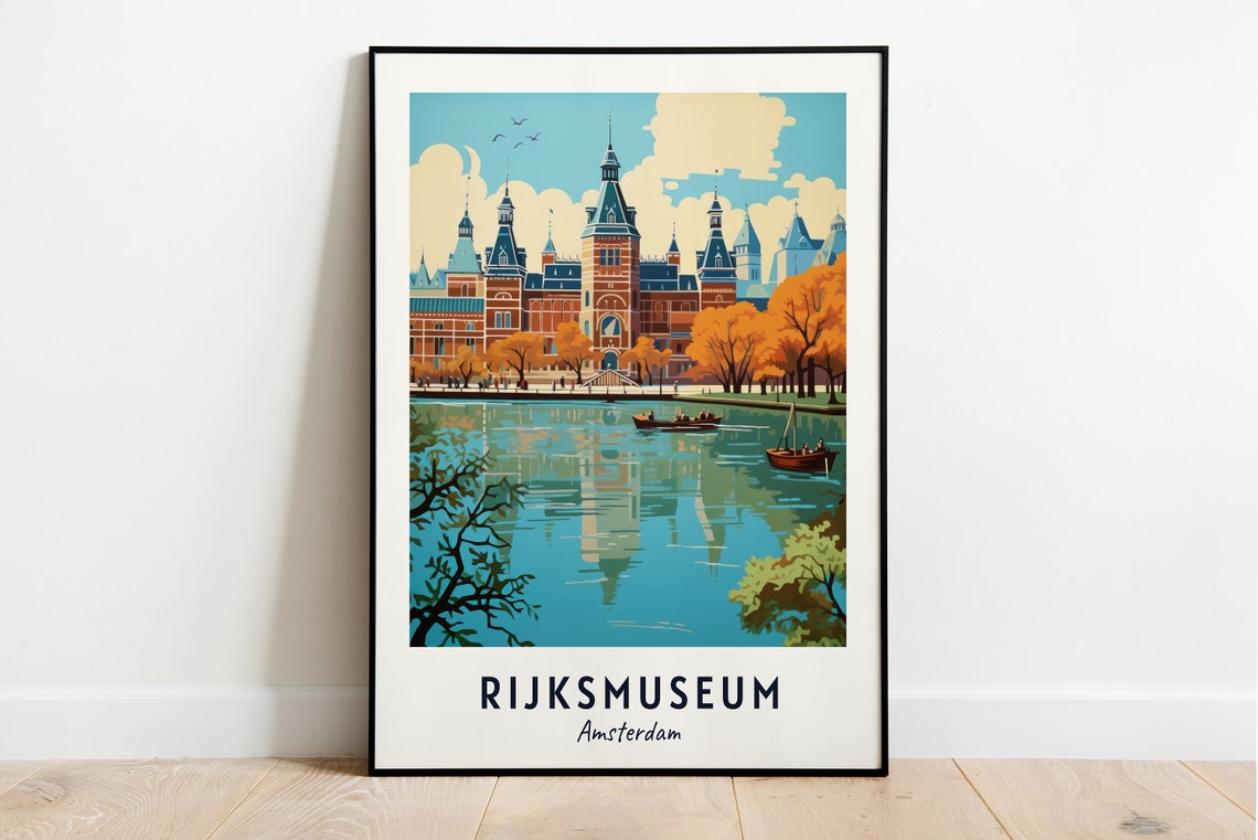 Rijksmuseum Amsterdam Museum Canal Water Reflection Art Poster