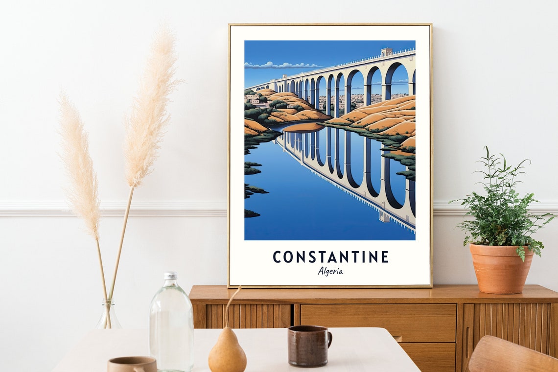 Constantine Algeria Great Arched Bridge Mirrored In Gorge Poster - Image 2